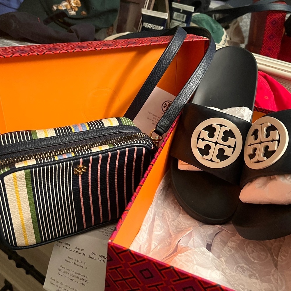 Blue Tory Burch slides size 7  …handbag sold separately
